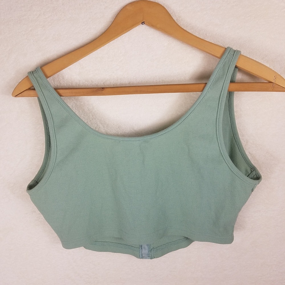 SHEIN Bustier Crop Top Womens Large Sage Green Hook and Eye Ribbed bralette - Picture 3 of 7